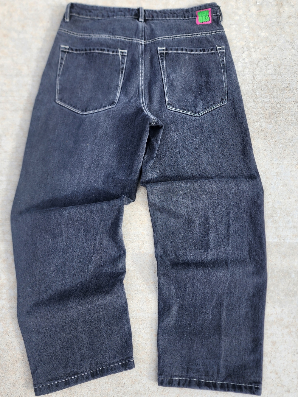 Empyre Womens Denim Faded Black Gray Jeans Loose Fit Skater Pants Baggy, Sz 12